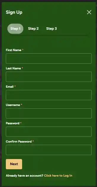 Springbok Casino Sign Up Page