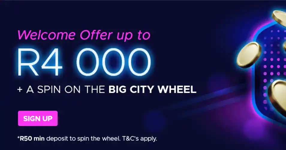 Jackpot City's 100% First Deposit Match Up to R4,000