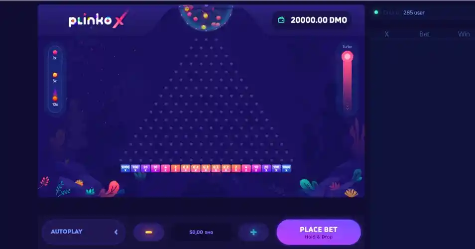 Screenshot of Plinko X Gambling Game