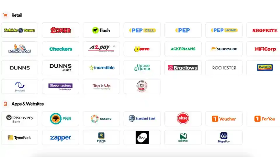 List of retailers, apps and websites where you can buy 1Voucher