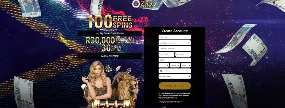 Zar casino 100 free spins bonus